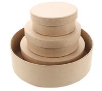 Housoutil 4pcs round Kraft Paper Gift Boxes with Lids for Card Packaging and Keepsake Storage, Paper Candy Boxes in Khaki, Personalization Friendly with Elegant Creative DIY Design
