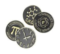 Housoutil 4pcs Science Symbol Brooch Pin Aesthetic Classic Alloy Enamel Fixed Firmly Not Easy to Deform Family Friends Accessories for Hats Scarves Dresses Suits