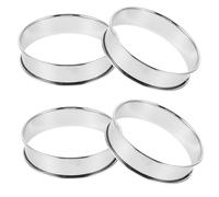 Housoutil 4pcs Stainless Steel Baking Rings User-Friendly Design Versatile Round Molds for Baking Muffins and Pastries for Novice and Professional Bakers