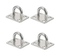 Housoutil 4pcs Stainless Steel U-Shaped Ceiling Hooks Square Eye Plates Multipurpose Heavy Duty Hooks for Hanging Hammocks and Light Fixtures in Bathroom or Living Room