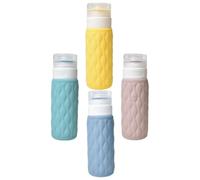 Housoutil 4pcs Travel Toiletry Bottles Refillable Leak Proof Silicone Lotion Shampoo Containers 100ml Assorted Colours Simple and Generous Style for Business Trip and Travel