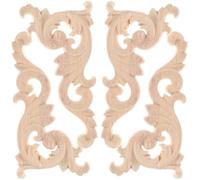 Housoutil 4pcs Unpainted Wood Carved Onlay Appliques Decorative Corner Brackets for Furniture and Cupboards, Paintable Plastic Material, for Home Decoration and Housewarming