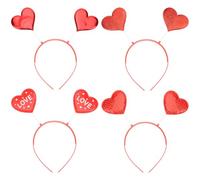 Housoutil 4pcs Valentine Party Headbands Heart Boppers Plastic Resin Cupid Headband with Spring Design Easy to Wear Lovely Red Love Heart Hair Accessories Graduation Gifts for Festivals