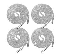 Housoutil 4pcs White Rhinestone Shoe Laces 120cm Cotton Decorative Strings | Sparkling Glitter Finish, Easy to Adjust for Clothing and Sweatpants Drawstrings, Stage Performances