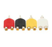 Housoutil 4pcs Y Adapter Audio Speaker Splitter with Double Female to Single Male Design for Wide Compatibility and Audio Video Cable Conversion Zinc Alloy and Abs Material Suitable