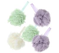 Housoutil 5 Pcs Practical Bath Puff for Adults, Exfoliating Mesh Bath Sponge with Comfortable Pe Material and Short Rope, for Home Bubble Making and Bathing Random Color