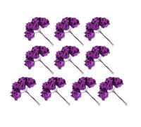 Housoutil 50 Pcs Purple Artificial Crystal Rose Flower Heads Pe Material No Colour Fading and No Flower Drops for Wedding Decor and Home Decoration
