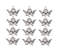 Housoutil 50PCS Antique Silver Alloy Angel Head Pendants Retro Elf Charms for DIY Jewelry Making Pendant Charms for Necklace Bracelet Keychain and Craft Accessories