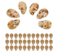 Housoutil 50pcs Ceramic Skull Beads for Jewellery Making Large Hole Handmade Ceramic Spacer Beads for DIY Craft and Halloween Accessories