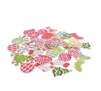 Housoutil 50pcs Christmas Wooden Buttons for Crafting with Xmas Tree and Sock Shapes, Mixed Colour Decorative Buttons Painted with Safe Paint, for Sweaters and Hats DIY Sewing Assorted Style