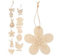 Housoutil 50pcs Easter Wooden Egg Slices Unfinished Wood Discs for DIY Painting Craft Decorations with Smooth Double Sided Surface Creative Easter Flower Wood Cutouts for Family Art Projects
