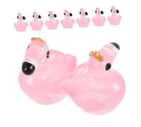 Housoutil 50pcs Mini Flamingo Ornaments with Crowns Luminous Animal Figurines for DIY Crafts Dollhouse Decor Creative Night Glow Accessories