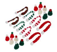 Housoutil 50pcs Mini Knit Christmas Hat and Scarf Set, Tiny Beanie Winter Holiday Decorations for DIY Dolls, Lollipops, Bottles, Festive Craft Accessories