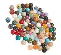 Housoutil 50pcs Multi-Color Natural Crystal Round Beads for DIY Jewelry Making Kit Polished Loose Beads for Bracelets Necklaces and Crafting Accessories