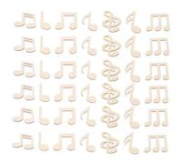 Housoutil 50pcs Music Note Wooden Cutouts Unfinished Blank Wood Chips for DIY Craft Beige Music Note Embellishments for Creative Projects and Home Decor