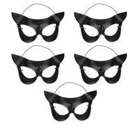 Housoutil 5pcs Black Cat Masquerade Masks Lightweight Plastic Half Face Eye Covers with Elegant Sl esign for Halloween Cosplay Party Decoration and Carnival Accessory