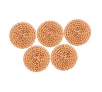 Housoutil 5pcs Bohemian Rattan Pendants Solid Round Discs Handwoven Charms for Necklace Earrings Jewelry Making Craft Projects Natural Brown