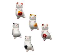 Housoutil 5pcs Ceramic Chopstick Rests Adorable Cat Shape Holders Decorative Chopsticks Holders for Home, Office, Restaurant Tableware Rack