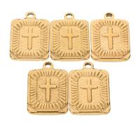 Housoutil 5pcs Golden Stainless Steel Cross Pendants Vacuum Electroplated Fade-resistant DIY Jewelry Charms for Necklaces Bracelets Crafting