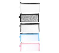 Housoutil 5pcs Quality Nylon Net Pencil Case Capacity Lihit Lab Student Supply Pen Bag Mesh