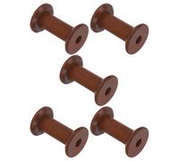Housoutil 5pcs Vintage Wooden Thread Spools Empty Bobbins 3.5x5.2cm for Wire Weaving, Craft Sewing Storage, Small Wooden Bobbin Holders for DIY Embroidery and Yarn Organizer