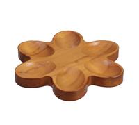 Housoutil 6 Eggs Wooden Egg Serving Tray Natural Aesthetic Six-petal Flower Shape Sturdy Build Easy to Clean for Dinner Plate and Appetizer Tray