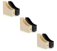 Housoutil 6 Pcs Multi Function File Organizer with Wear Resistant Book Holders Desktop Document Storage for Office and Household Use Includes Black and Beige Magazine Holders for Efficient