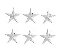 Housoutil 6pcs 30cm Silver -cut Origami Paper Star Lantern Lampshades Pentagram Hanging Ornaments for Indoor Home Decoration