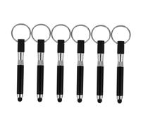 Housoutil 6pcs Capacitive Stylus Keyring Pens for Touch Screens Portable Mini Stylus Pens with Keychain Black for On-the-go Use