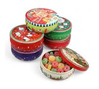 Housoutil 6Pcs Christmas Candy Boxes, Biscuit Tins Cake Tin Storage Baking Packing Case, Christmas Storage Tins for Chocolate Cookie, Christmas Decorations