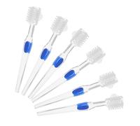 Housoutil 6Pcs Double-Sided Denture Brush with Hard Bristles for Deep Cleaning False Teeth and Partial Dentures, Portable Retainer Toothbrush Cleaner for Seniors and Travel