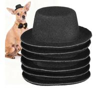 Housoutil 6pcs Mini Cowboy Hats for Dogs and Cats, Black Cloth Portable Party Hats, Creative and Adorable Pet Party Accessories, Easy to Carry Holiday Costume Props