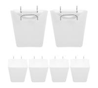 Housoutil 6pcs Pegboard Organiser Storage Bins with Hooks, White Plastic and Stainless Steel Peg Board Containers with Strong Load Capacity and Easy Installation for Garage and Living Rooms
