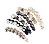 Housoutil 6pcs Plastic Pearl Banana Hair Claws for Women and Teenagers Acrylic Tooth-shaped Hair Clips with No Dents