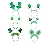 Housoutil 6pcs St Patrick's Day Plume Headbands with Shamrock Design for Festival Atmosphere Creation and Decorative Use at Saint Patrick's Day Masquerade Parties