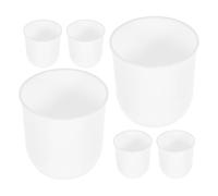 Housoutil 6Pcs Toilet Brush Holder Set with Round Base, Plastic Scrubber Cup for Bathroom Cleaning, Toilet Supplies for Home and Hotel Use, White 86X100Mm