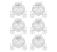Housoutil 6pcs White Heart-Shaped Carriage Candy Boxes - Favor Boxes for Wedding, Birthday, Christmas Party Treats - Decorative Chocolate Packaging with Four Wheels