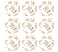 Housoutil 70pcs Unfinished Wood Pieces Ocean Animals Cutouts for DIY Projects and Party Decorations, Double-Sided Graffiti Synthetic Material with Octopus, Whale, Dolphin, Seahorse, and Fish