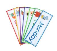 Housoutil 7pcs Days the Week Labels Wall Stickers Self-Adhesive Paper Decal for Classroom and Playroom, Easy to Paste Educational Wall Decals for Boys and Girls Room Decoration