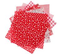 Housoutil 7pcs Patchwork Fabric Bundle, Printing Cloth Cotton Handmade Fabric, Red, Colourfast, Cut by Sewing Machine, for Pillows and Hand Puppets