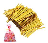 Housoutil 800 Pcs Golden Candy Bag Ties Wire Ties for Treat Bags Sturdy Pet Material for Party Wrapping and Holiday Cheer