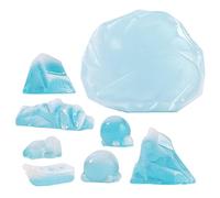 Housoutil 8pcs Arctic Iceberg Model Set Realistic Resin Penguin and Snow Mountain Figurines, Miniature Polar Scene Decorations for Aquarium, Cake Toppers, and DIY Craft