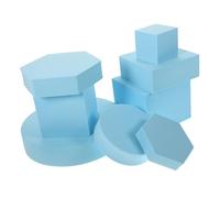 Housoutil 8pcs Geometric Cube Photography Props Set for Jewelry and Cosmetics Photo Shoots, Decorative Blue Foam Photo Props for Studio and Product Display