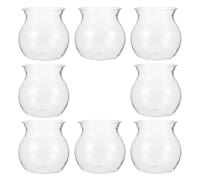 Housoutil 8Pcs Micro Landscape Eco Bottles Hydroponic Plant Pots Round Shallow Planters for Succulent Propagation and Aquatic Plant Cultivation