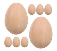 Housoutil 8pcs Realistic Wooden Fake Eggs for Easter Decorating and Preschool Learning, Smooth Natural Wooden Aesthetic, Unpainted Wood Eggs Supporting Sorting and Number Correspondence