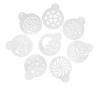 Housoutil 8pcs Reusable Coffee Decoration Stencils for Cakes and Coffee White Plastic Latte Art Templates with Polishing Process for Shops and DIY Baking