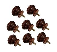 Housoutil 8pcs Round Wooden Door Pull Handles Cabinet Knobs for Kitchen Cupboard Wardrobe and Drawer Easy to Install Sturdy Wood Material