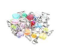 Housoutil 9pcs Colorful Angel Wing Charms with Lobster Clasps DIY Acrylic Heart Beads Butterfly Pendant for Jewelry Making Crafts Supplies and Shower Favors Symbolic Love Blessings