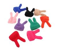 Housoutil 9pcs Mini Knitted Rabbit Ear Hats for Dolls Tiny Beanie Winter Headwear Handmade Mini Easter Tree Decorations DIY Doll Accessories for Parties and Holiday Crafting