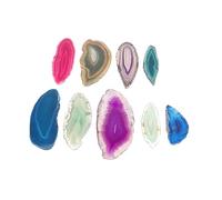 Housoutil 9Pcs Natural Colorful Brazil Agate Slices for Sweater Chain Accessories Unique Grounding Gemstone Pendants Multi Color Random for DIY Wind Chimes and Home Decor Random Color